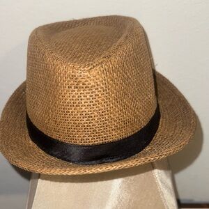 NWT Rattan Looking Men’s Fedora Hat w/ Black Band, Sz 58cm